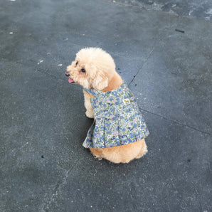 Dog Floral Pleated Dress